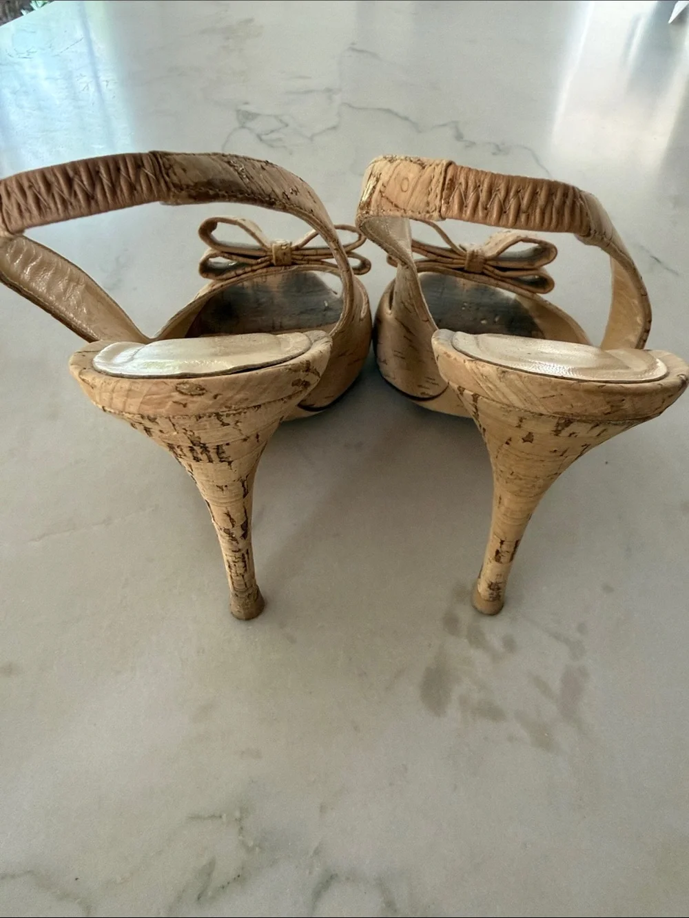 Kate Spade Slingback Peep-Toe Heels in Natural Cork